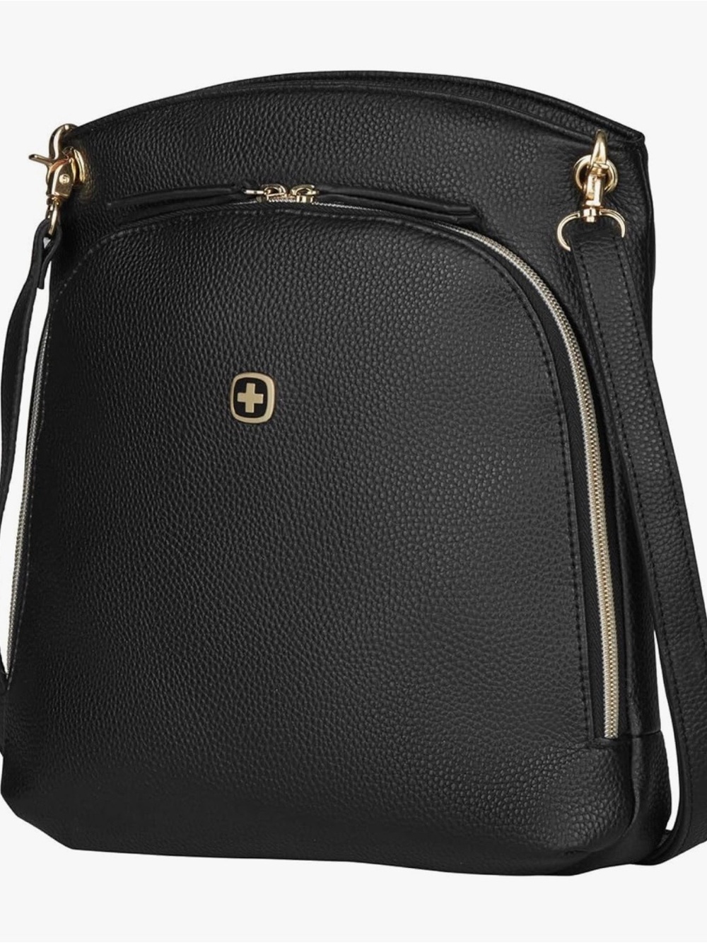 SwissGear Black Pebbled Crossbody with Gold Accents